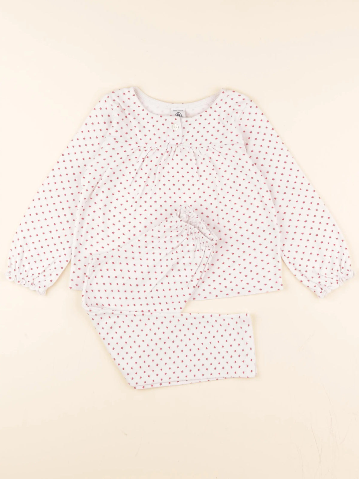 Pyjama coton blanc, rouge