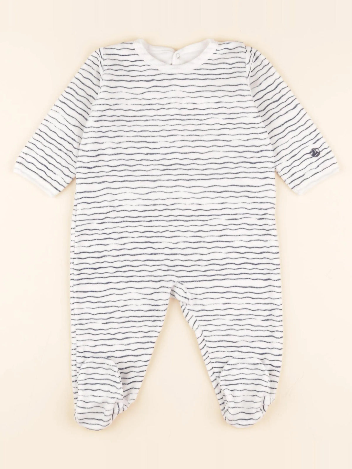 Pyjama velours bleu, blanc