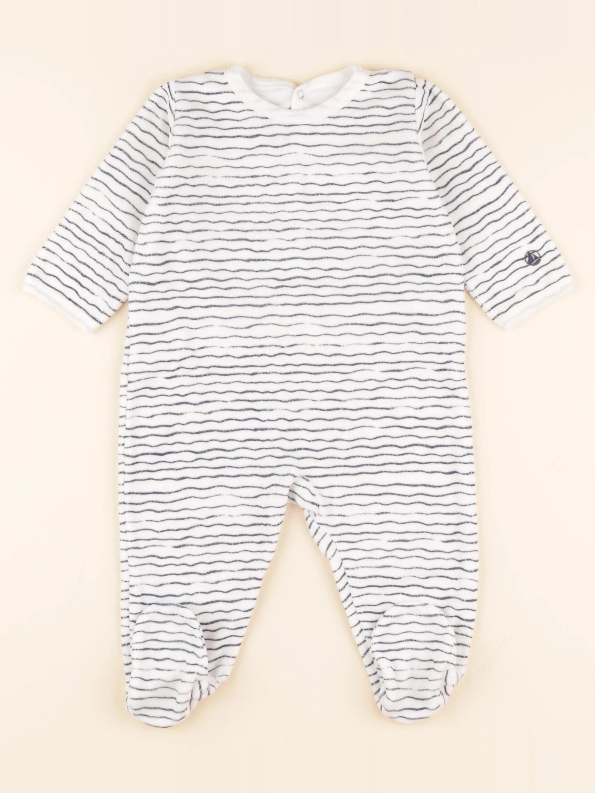 Pyjama velours bleu, blanc
