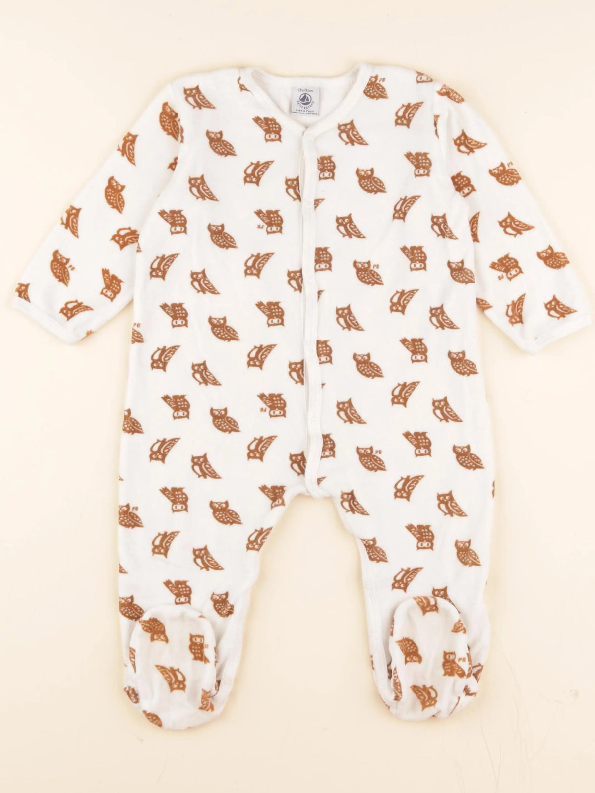 Pyjama velours blanc, marron
