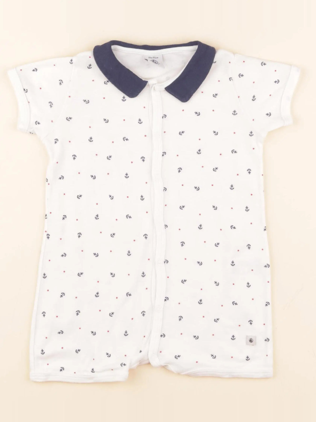 Pyjama coton blanc, bleu