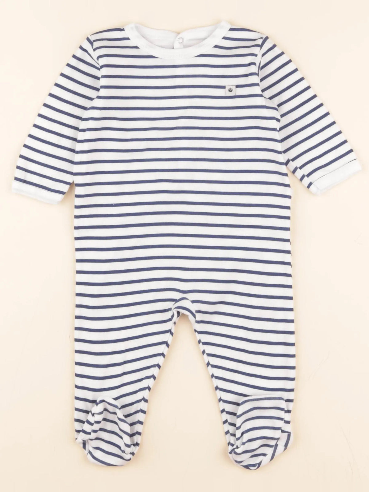 Pyjama coton blanc, bleu