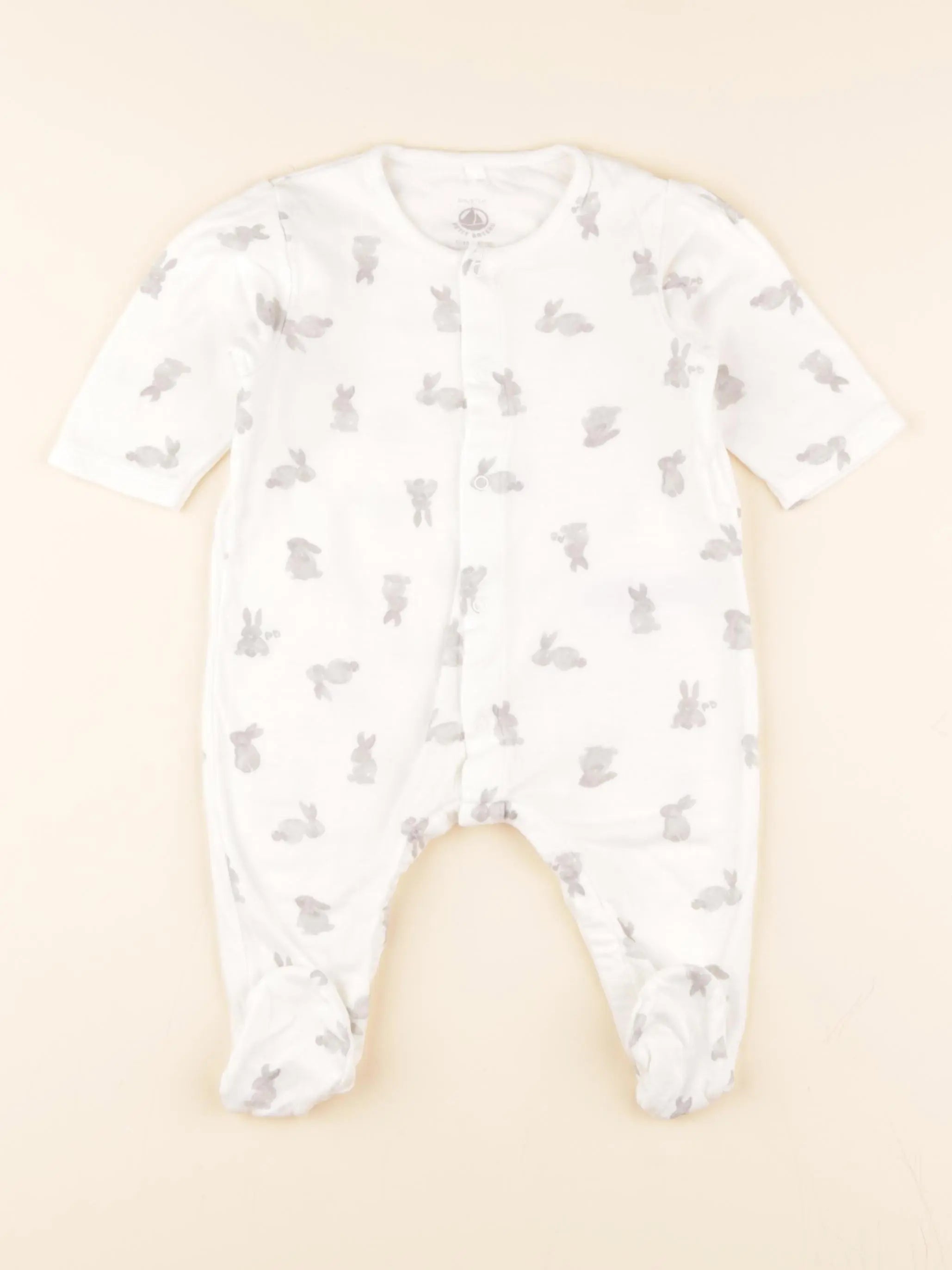 Pyjama coton gris, blanc