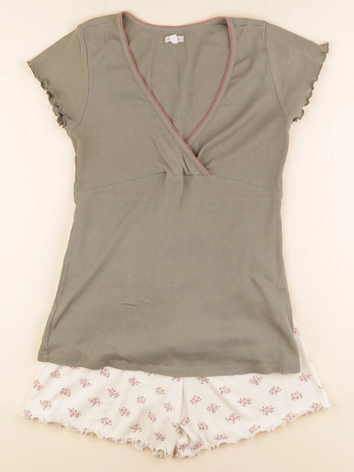 Vertbaudet - pyjama grossesse coton vert, beige - 34 à 36