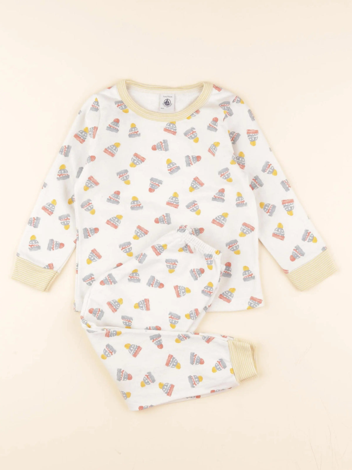 Pyjama coton jaune, blanc
