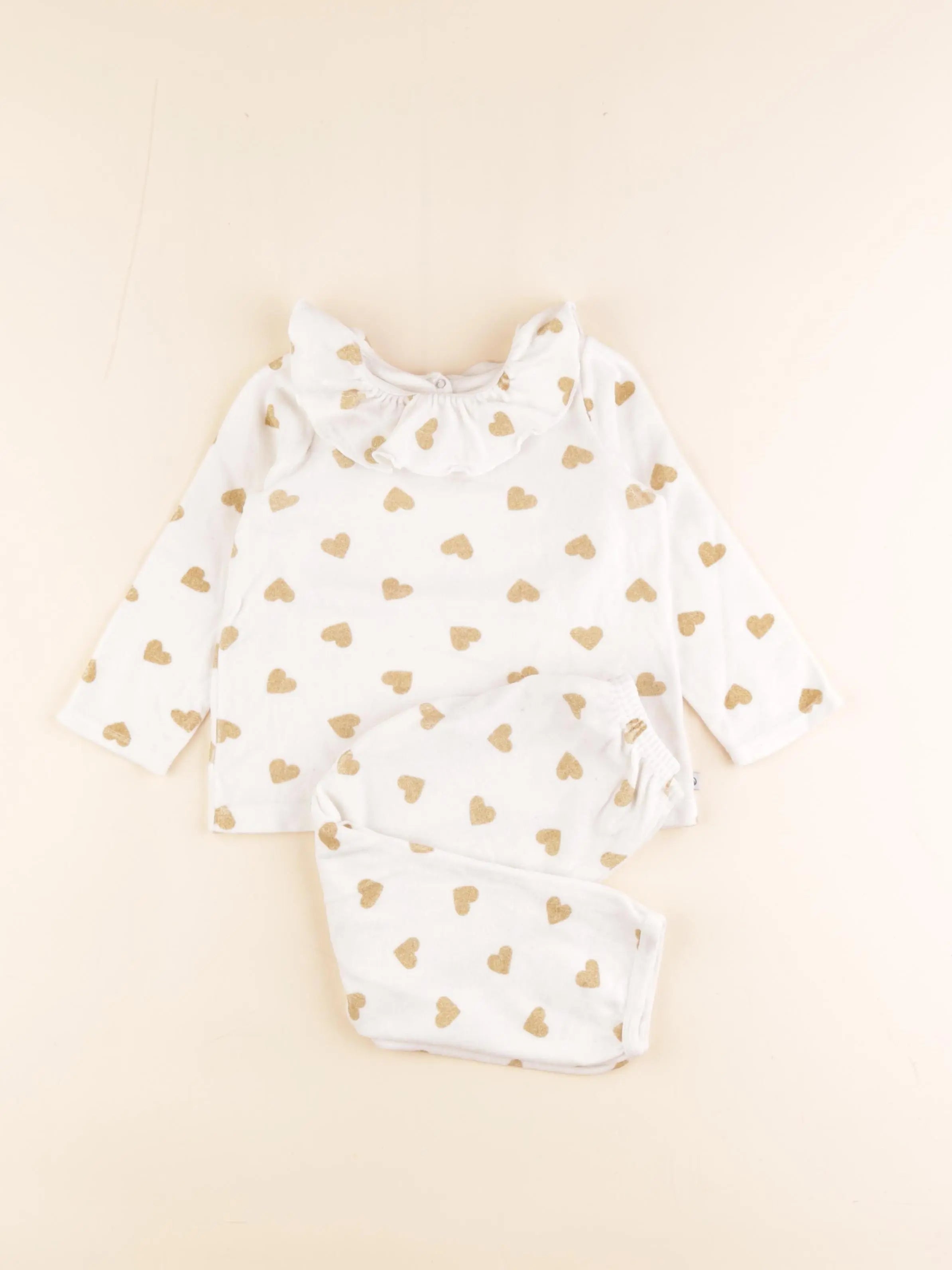 Petit Bateau - pyjama velours blanc, or - 2 ans
