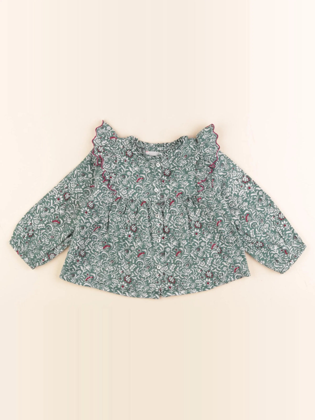 Bonheur du jour - blouse vert - 2 ans
