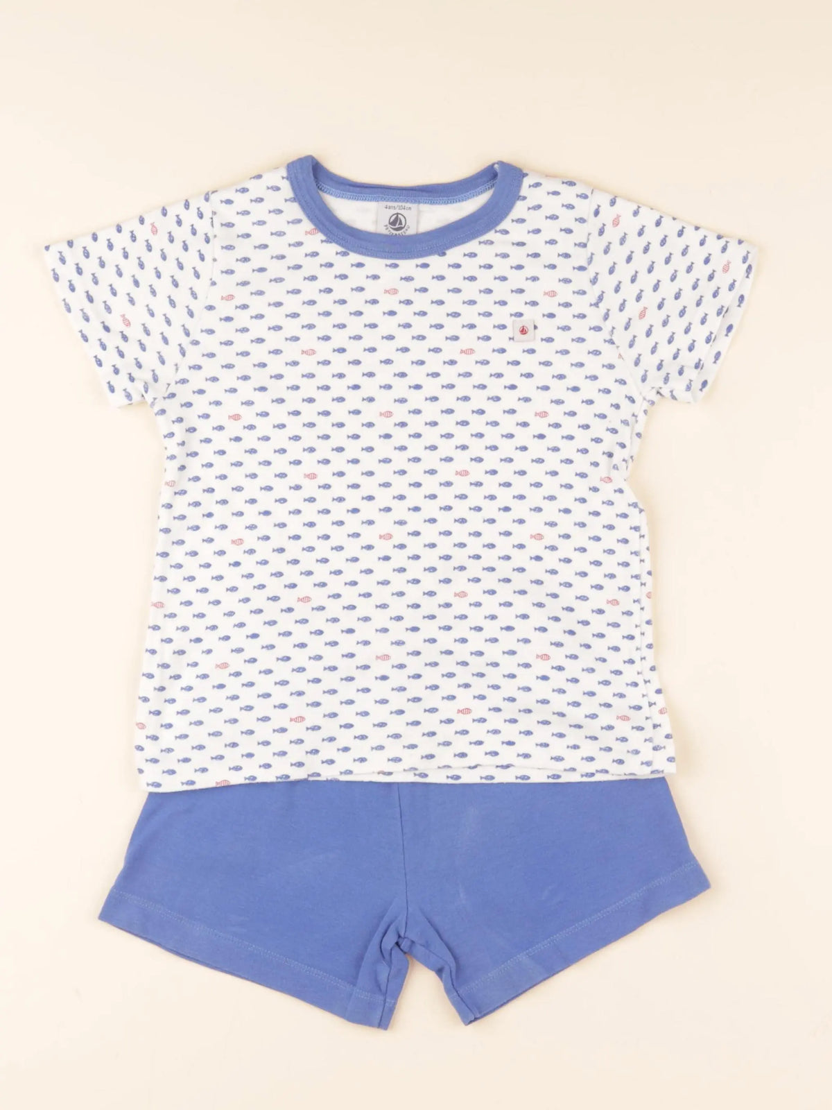 Pyjama coton bleu, blanc