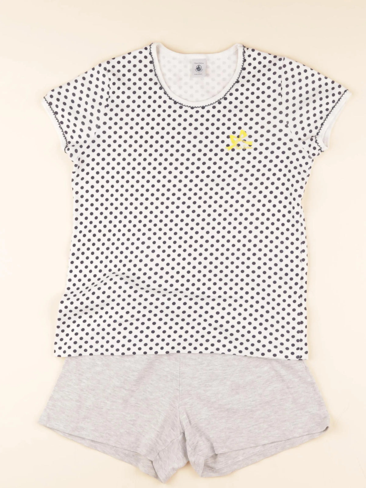 Pyjama coton blanc, gris