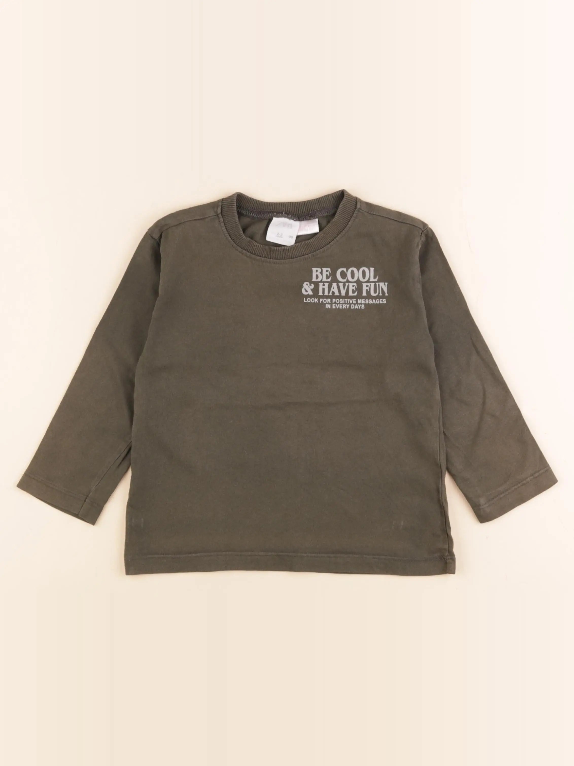 Zara - tee-shirt imprimé au dos vert - 2/3 ans