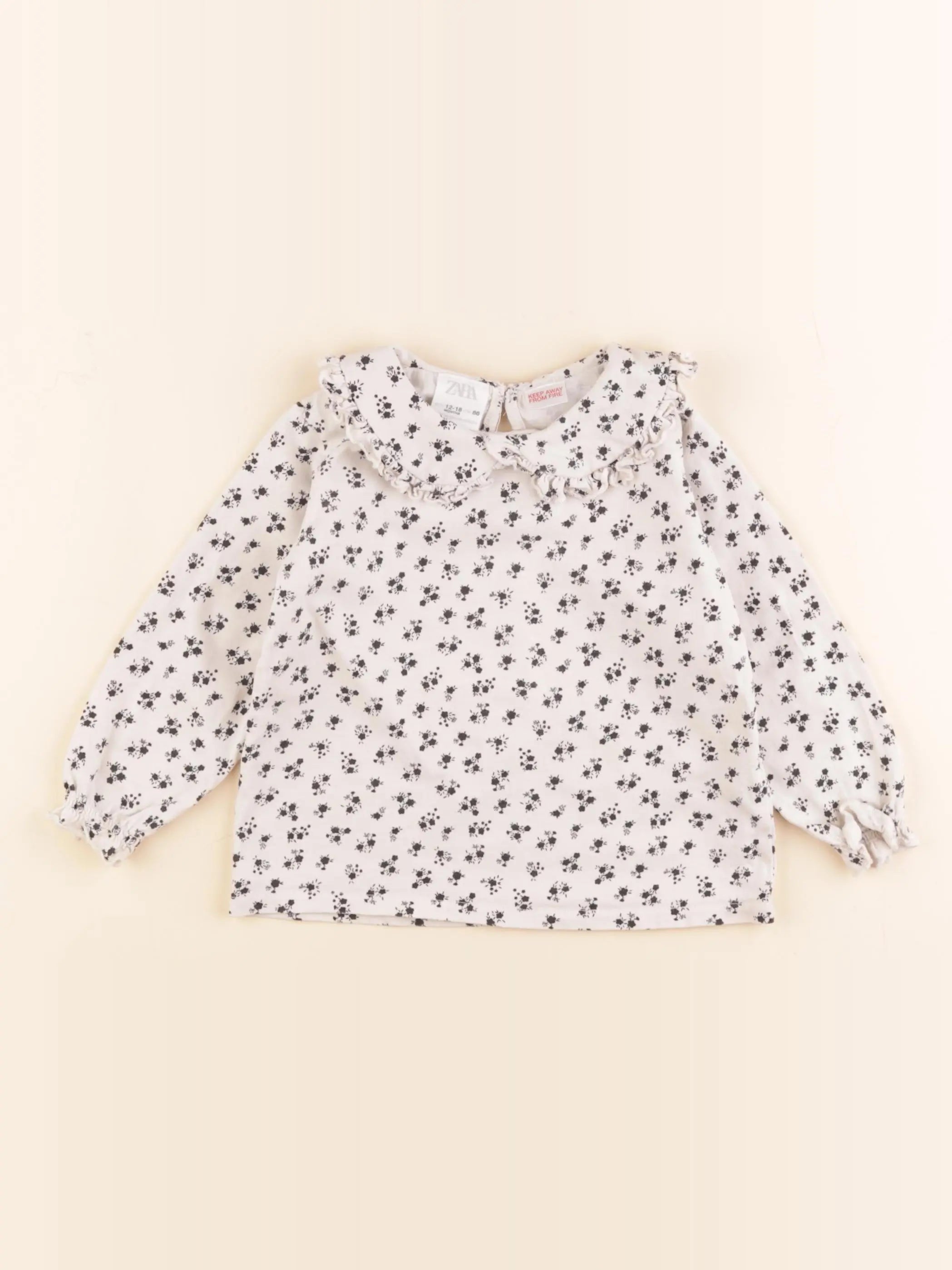 Zara - tee-shirt beige, noir - 12/18 mois