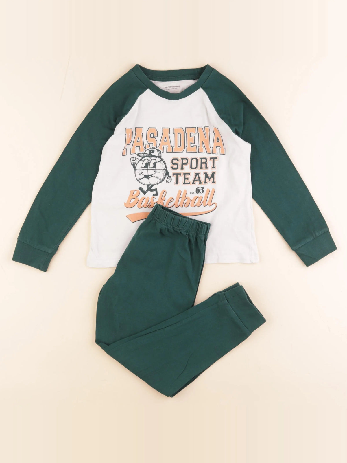 Vertbaudet - pyjama coton vert - 5 ans
