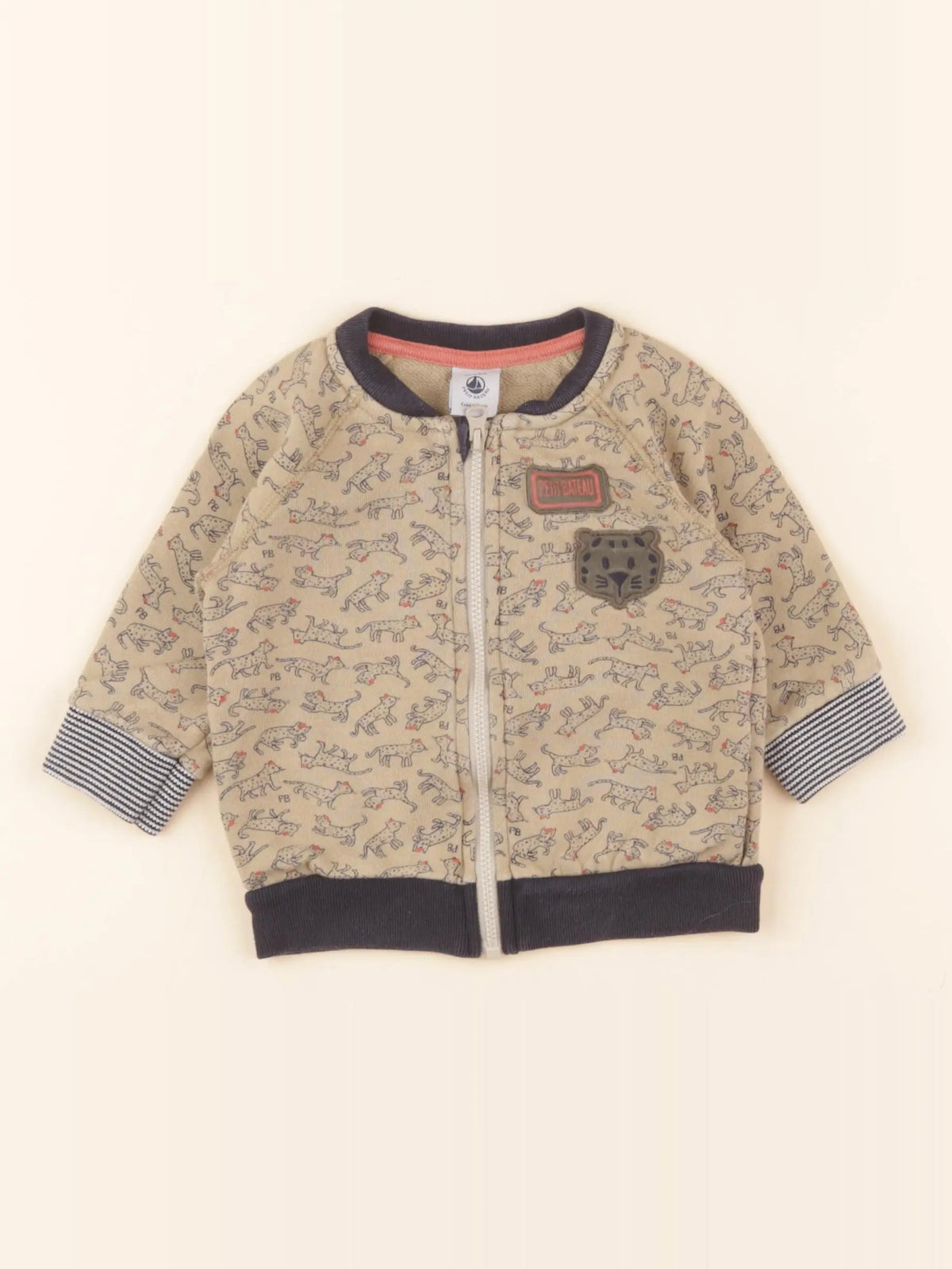 Sweat beige, bleu