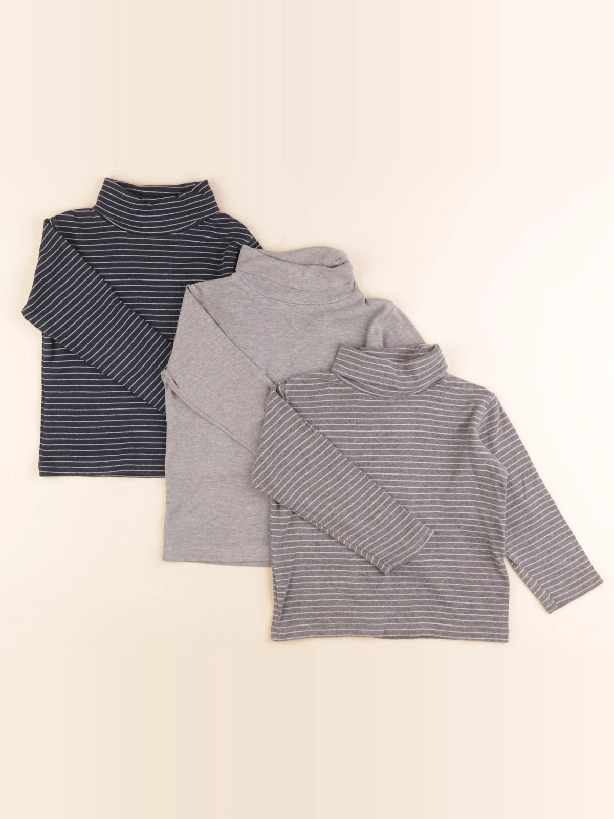 Vertbaudet - lot de 3 sous-pulls gris, bleu - 4 ans