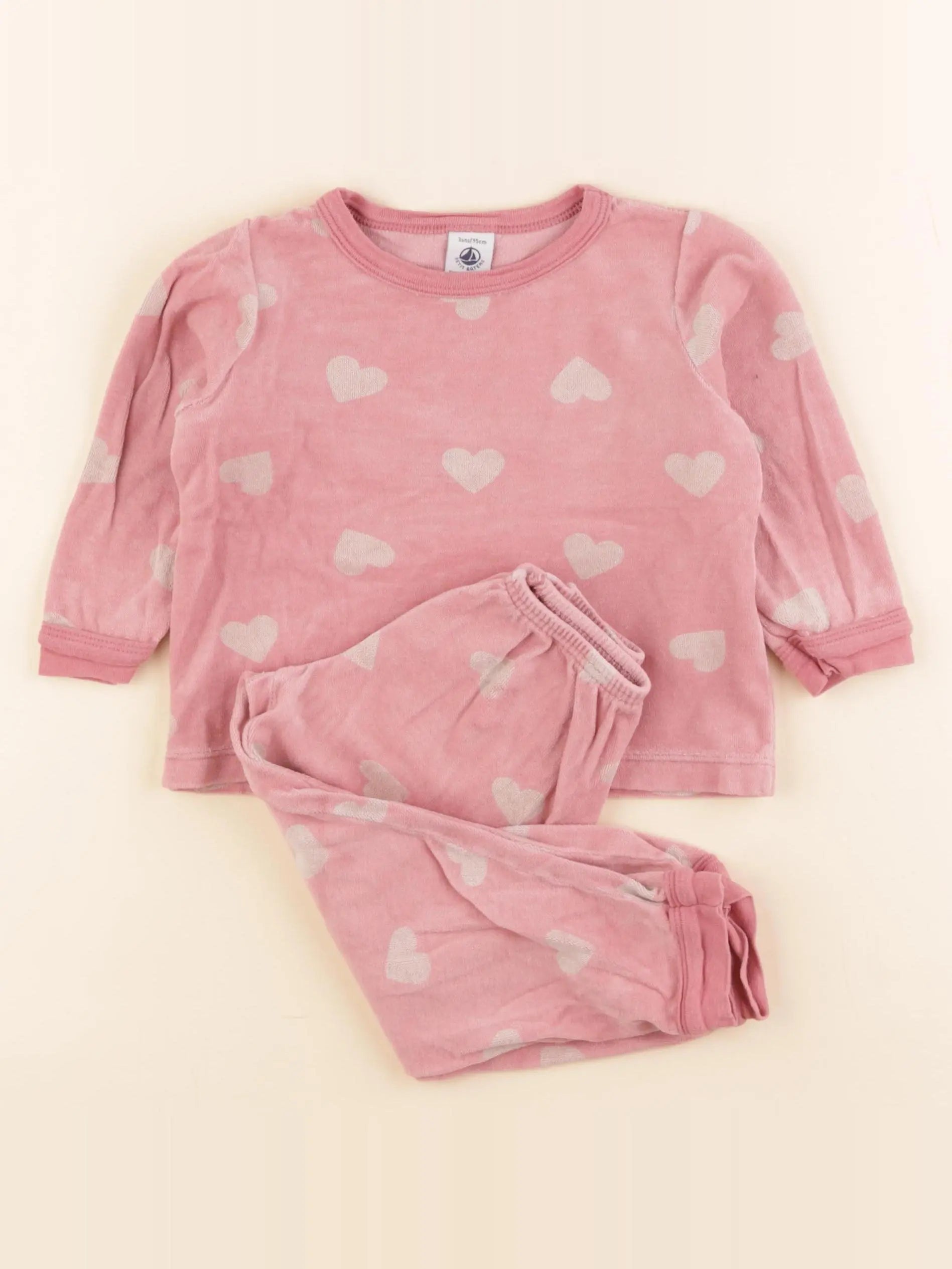 Petit Bateau - pyjama velours rose - 3 ans