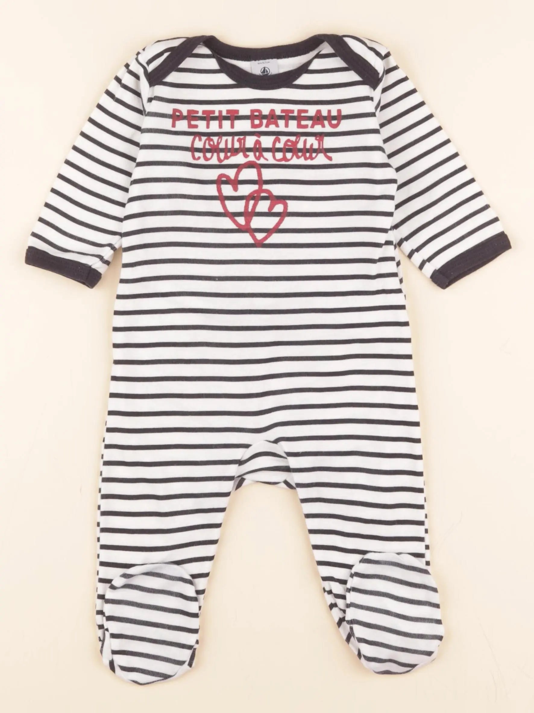 Pyjama coton blanc, bleu