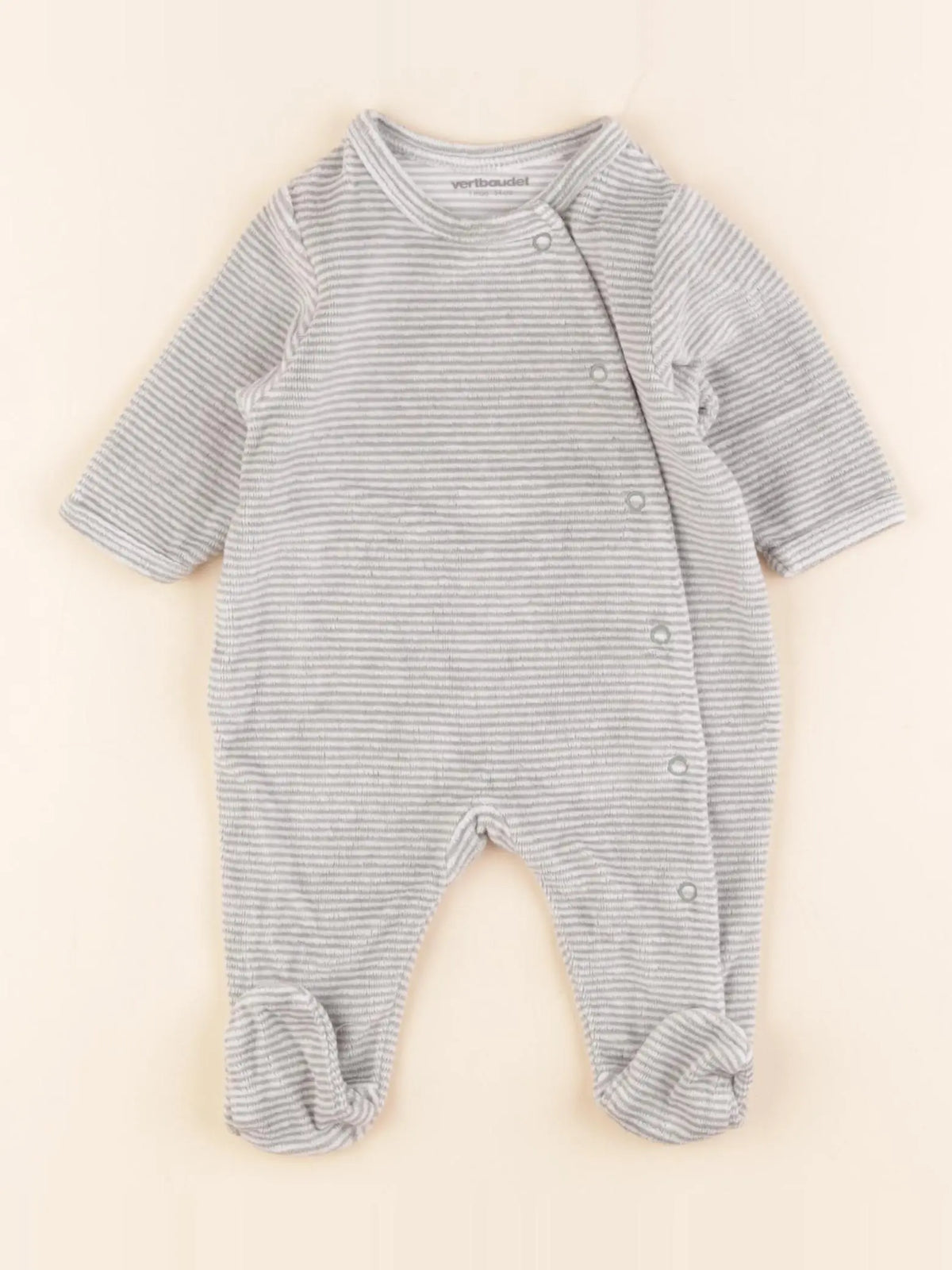 Vertbaudet - pyjama velours vert - 1 mois