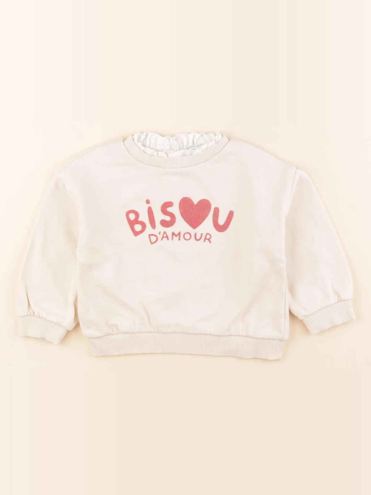 Vertbaudet - sweat beige - 24 mois
