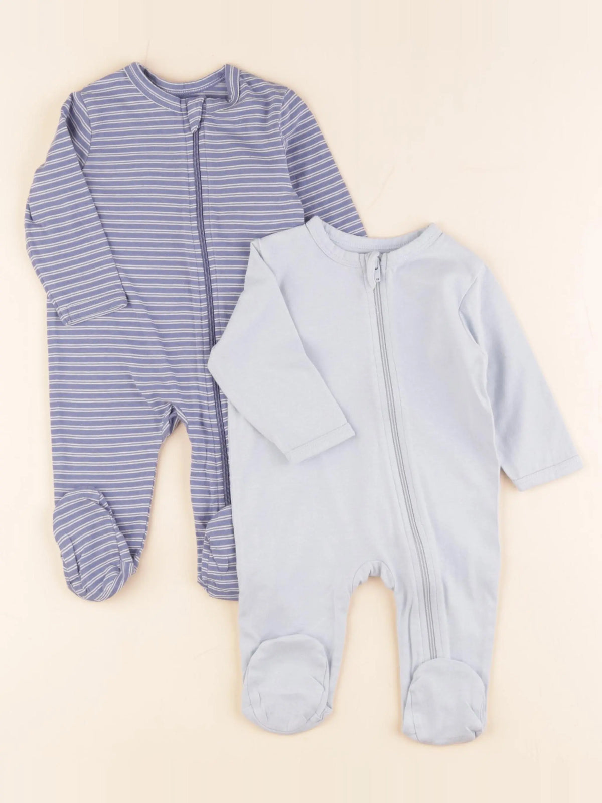 Vertbaudet - lot de 2 pyjamas coton bleu - 3 mois