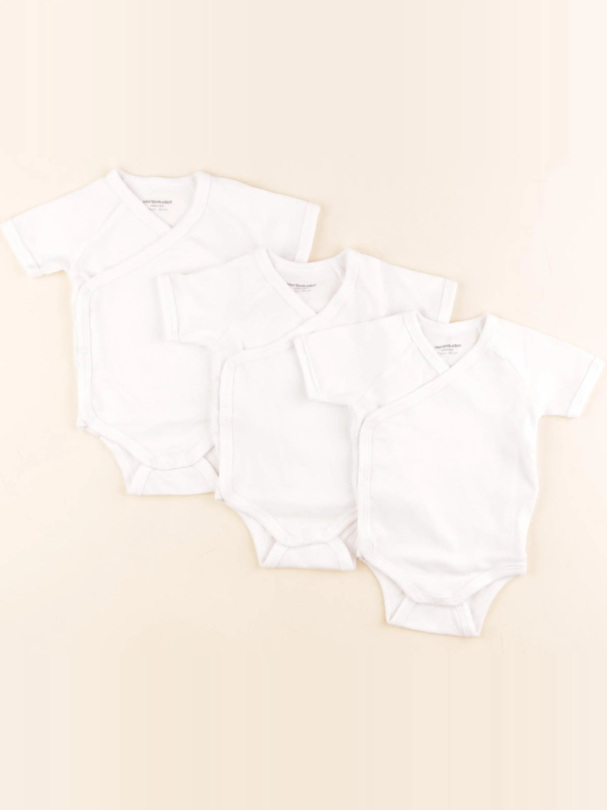 Vertbaudet - lot de 3 bodies en coton coton bleu, blanc - 3 mois