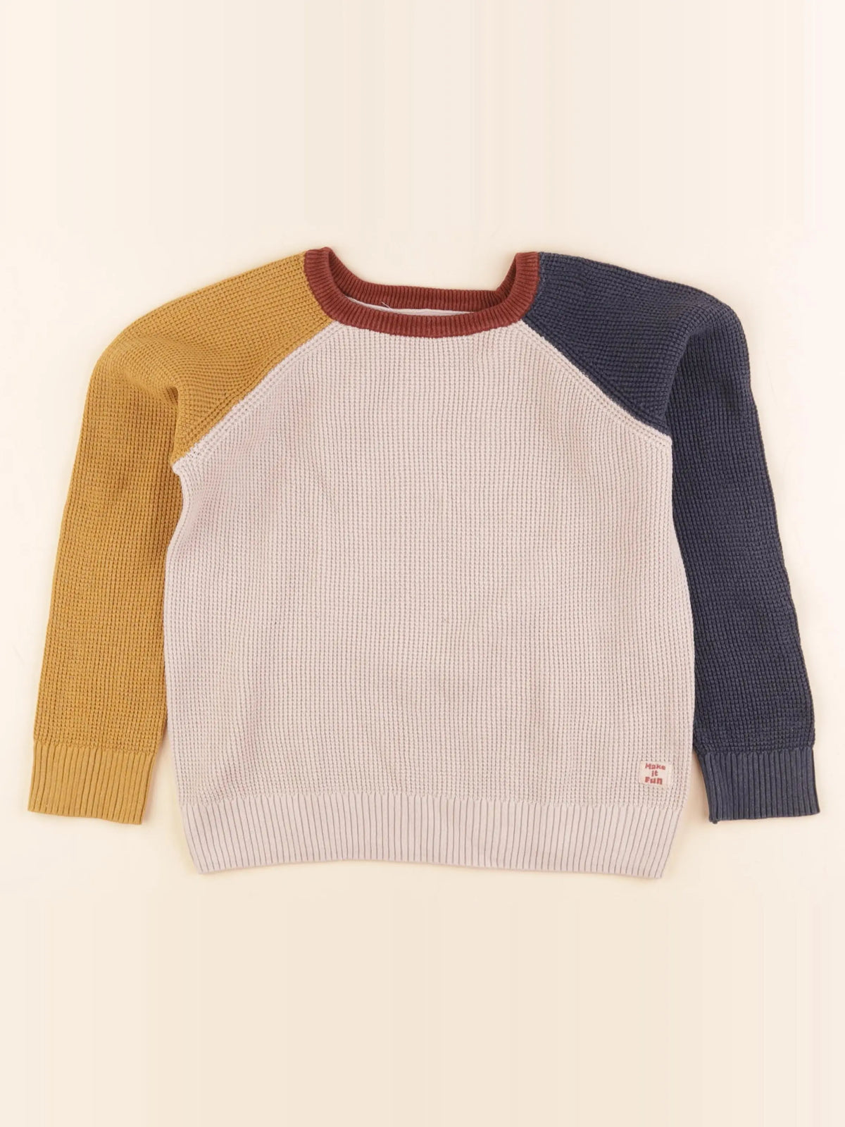 Vertbaudet - pull beige, multicolore - 6 ans