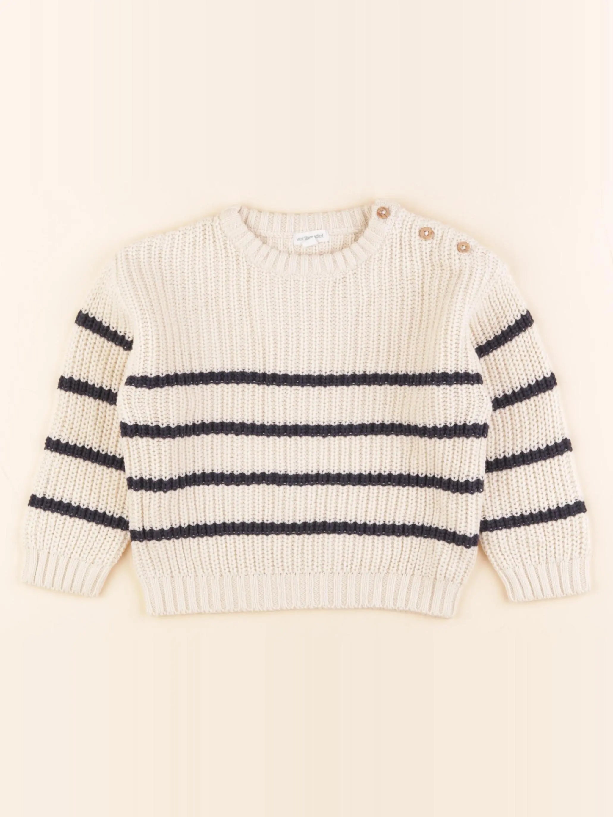 Vertbaudet - pull beige, bleu - 3 ans