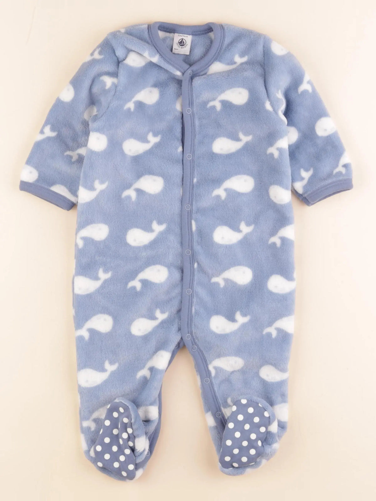 Petit Bateau - pyjama velours bleu - 12 mois