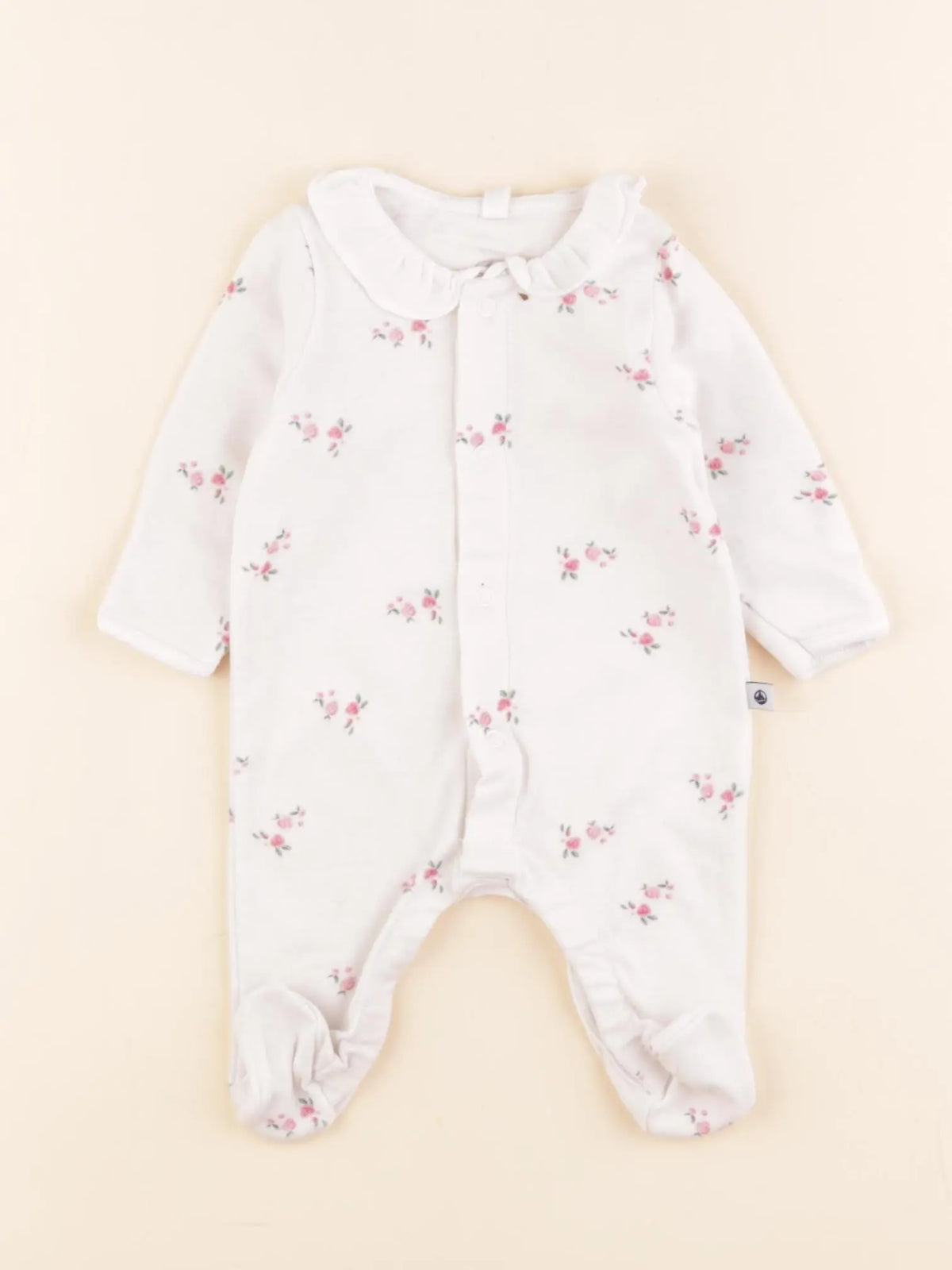 Petit Bateau - pyjama coton blanc, rose - 0 mois
