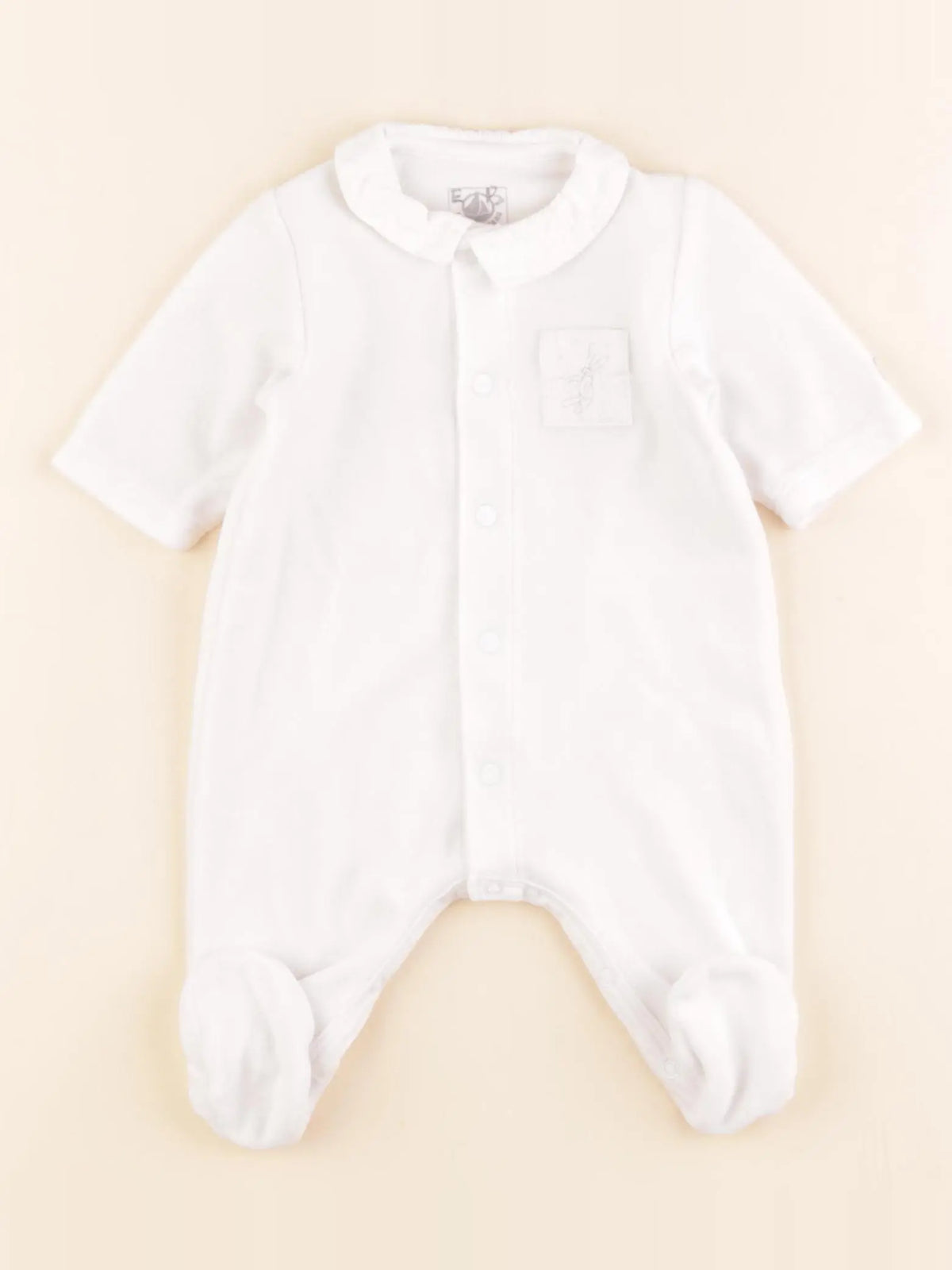 Petit Bateau - pyjama velours blanc - 1 mois