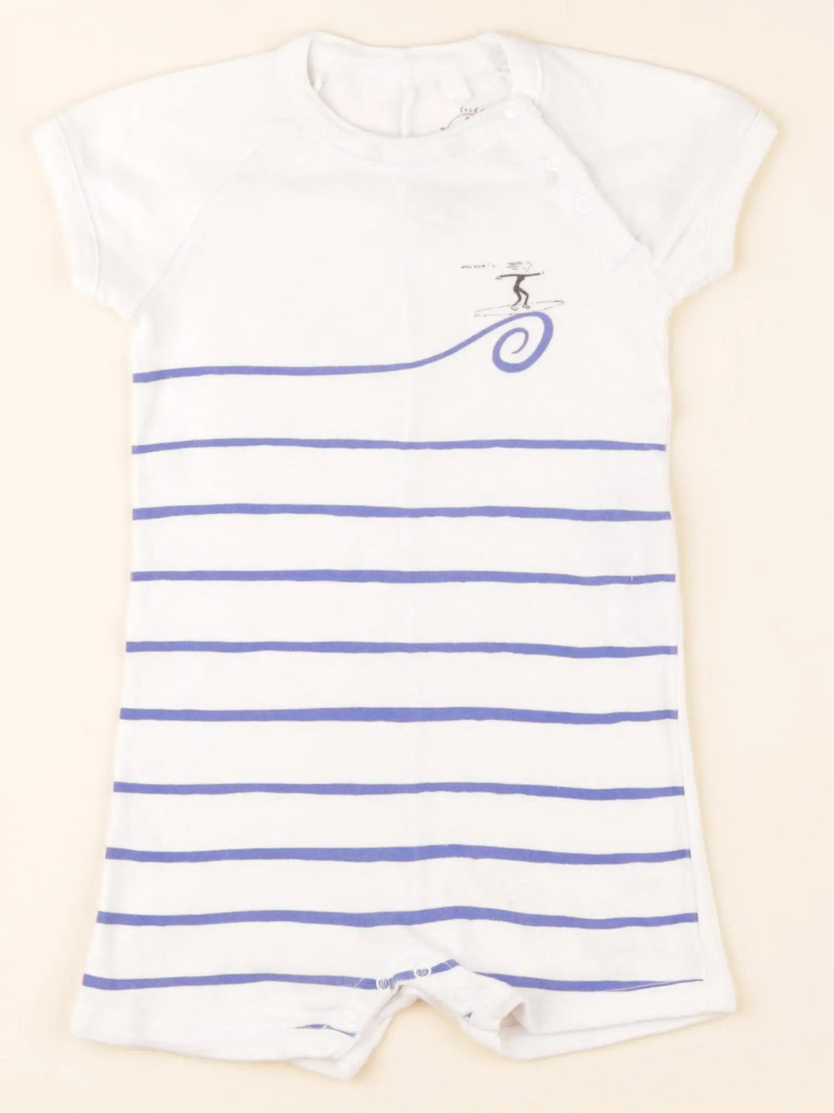 Pyjama coton blanc, bleu