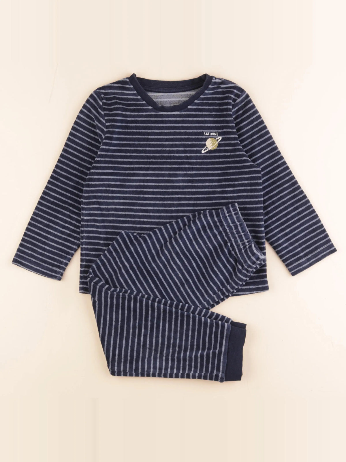 Vertbaudet - pyjama velours bleu - 5 ans