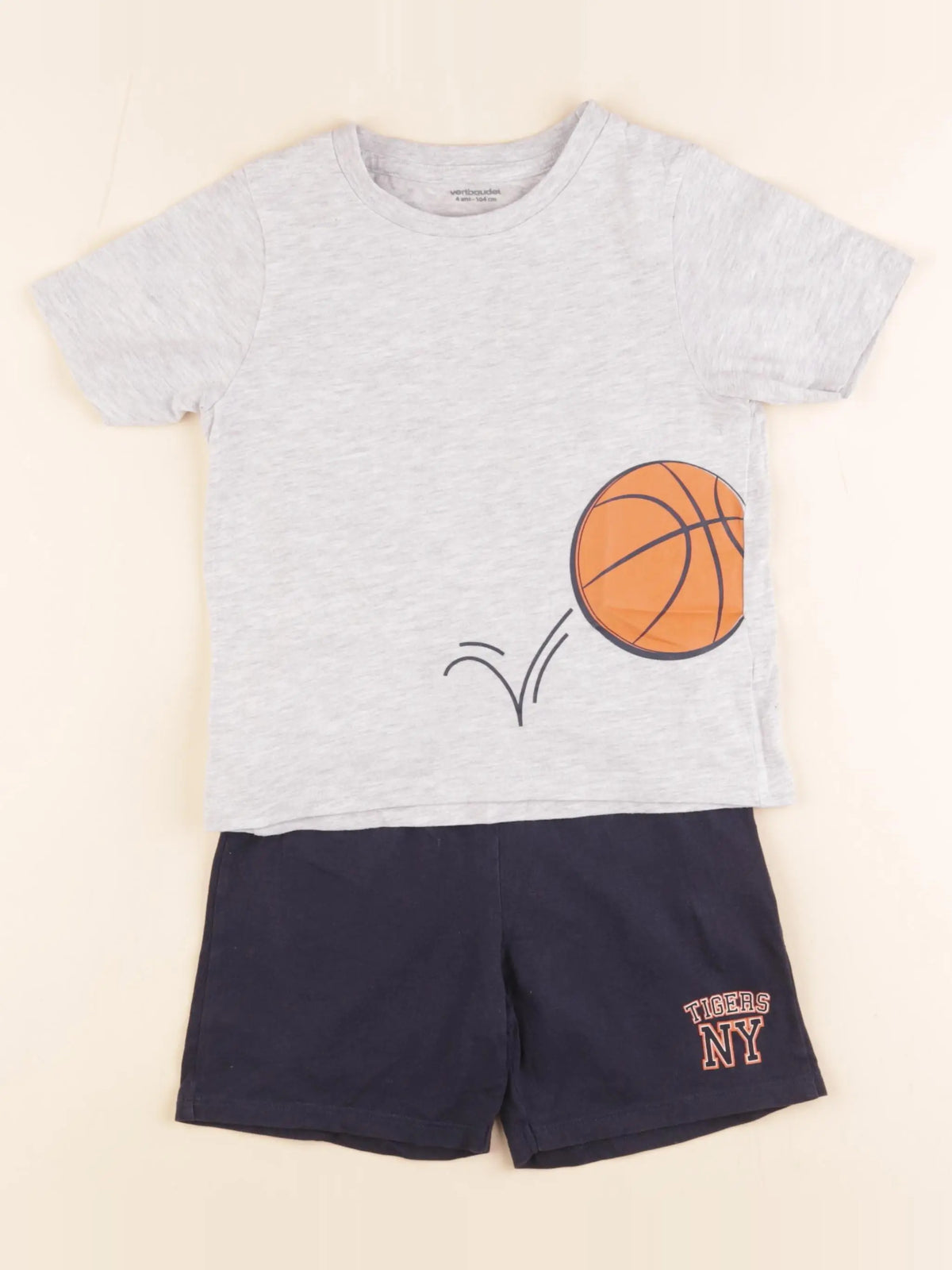 Vertbaudet - pyjama coton bleu, gris - 4 ans
