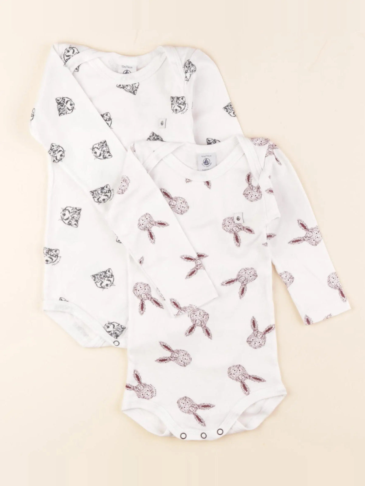 Petit Bateau - lot de 2 bodies en coton multicolore - 12 mois