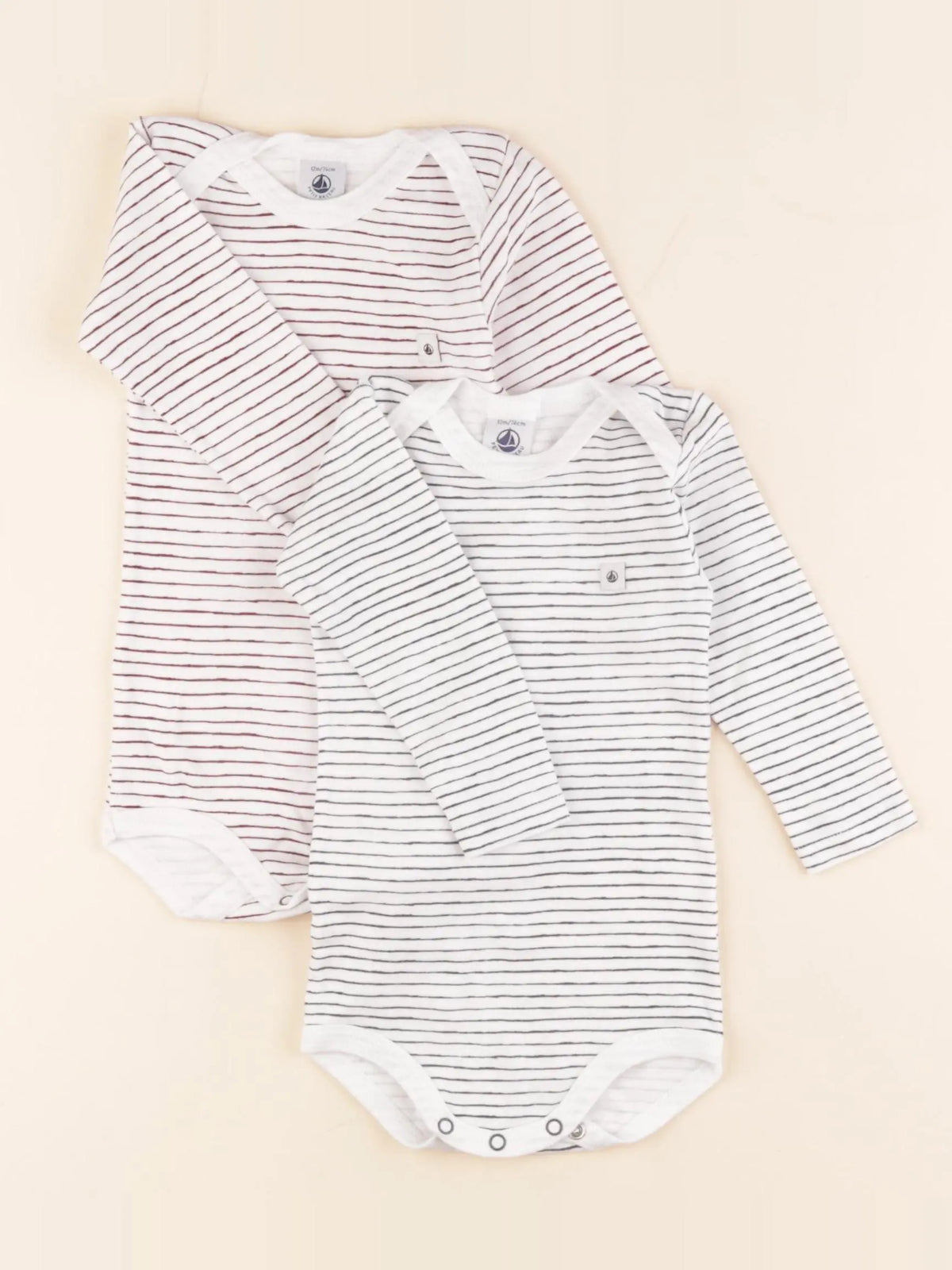 Petit Bateau - lot de 2 bodies en coton multicolore - 12 mois