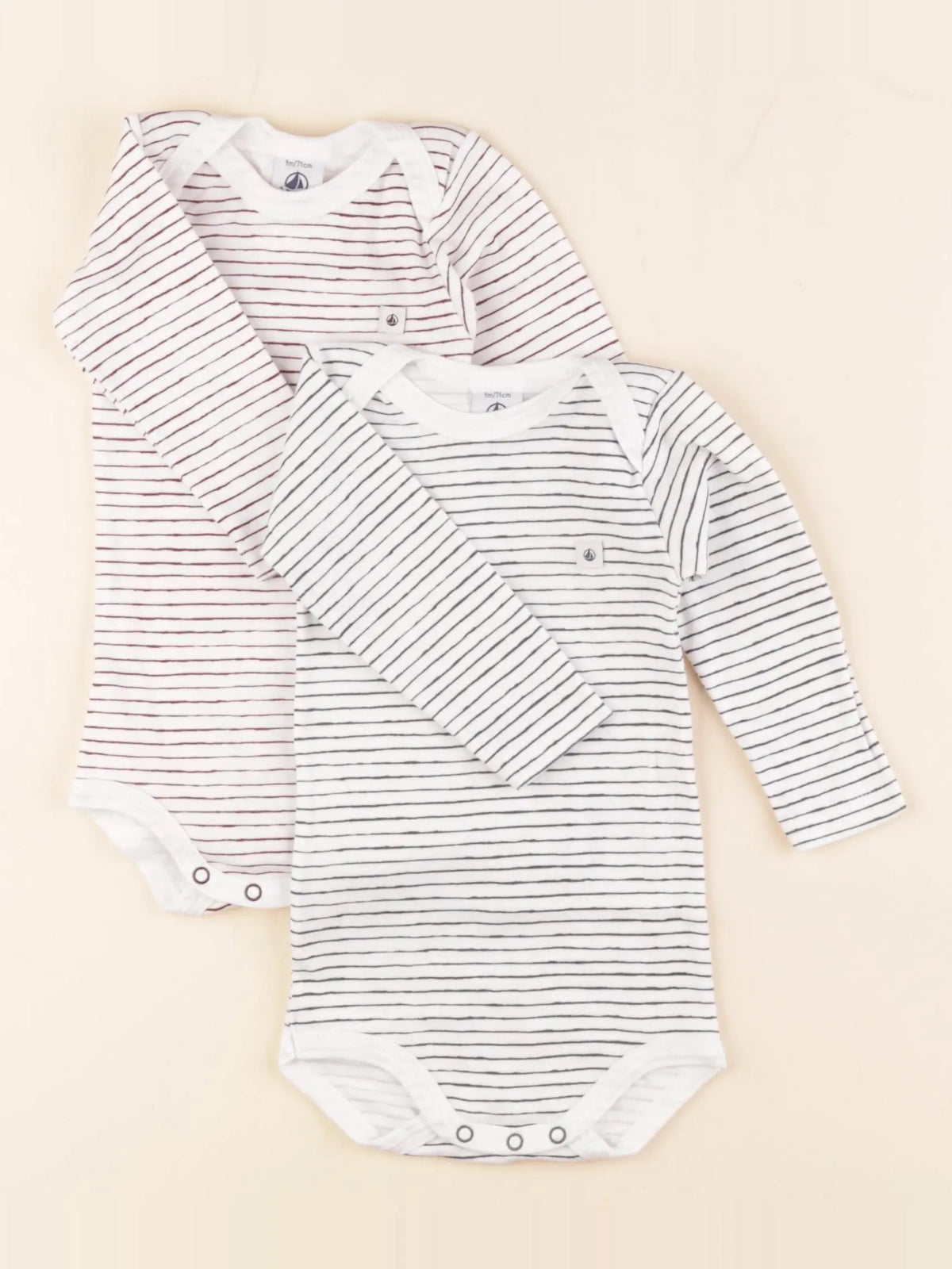 Petit Bateau - lot de 2 bodies en coton multicolore - 9 mois