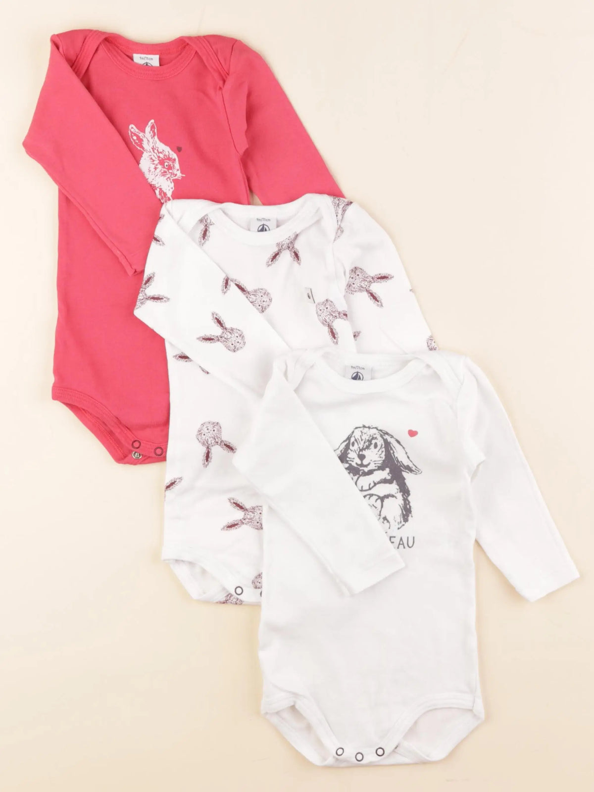 Petit Bateau - lot de 3 bodies en coton multicolore - 9 mois
