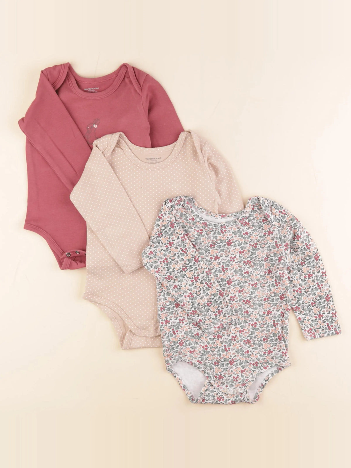 Vertbaudet - lot de 3 bodies en coton multicolore - 24 mois