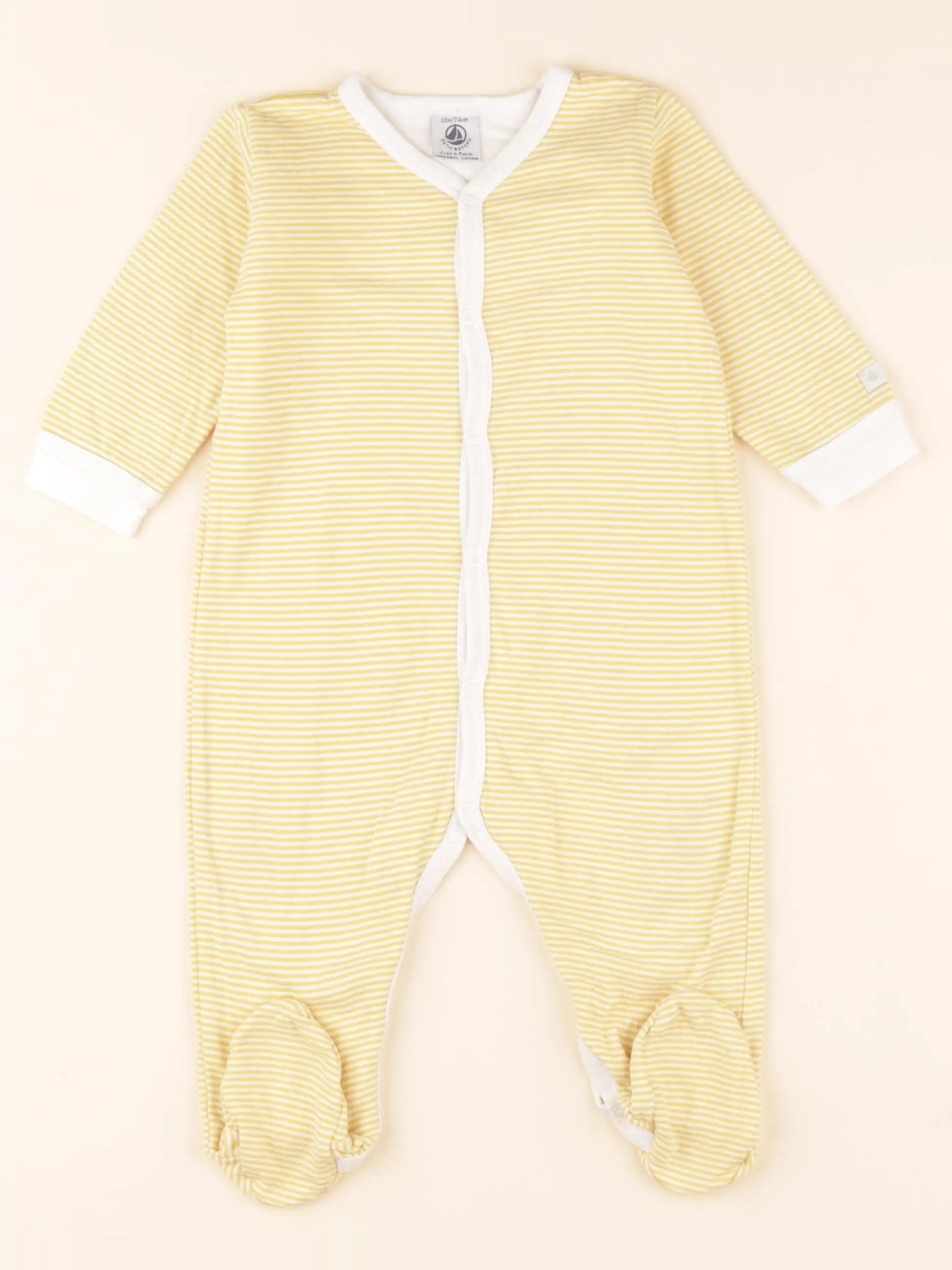 Pyjama coton blanc, jaune