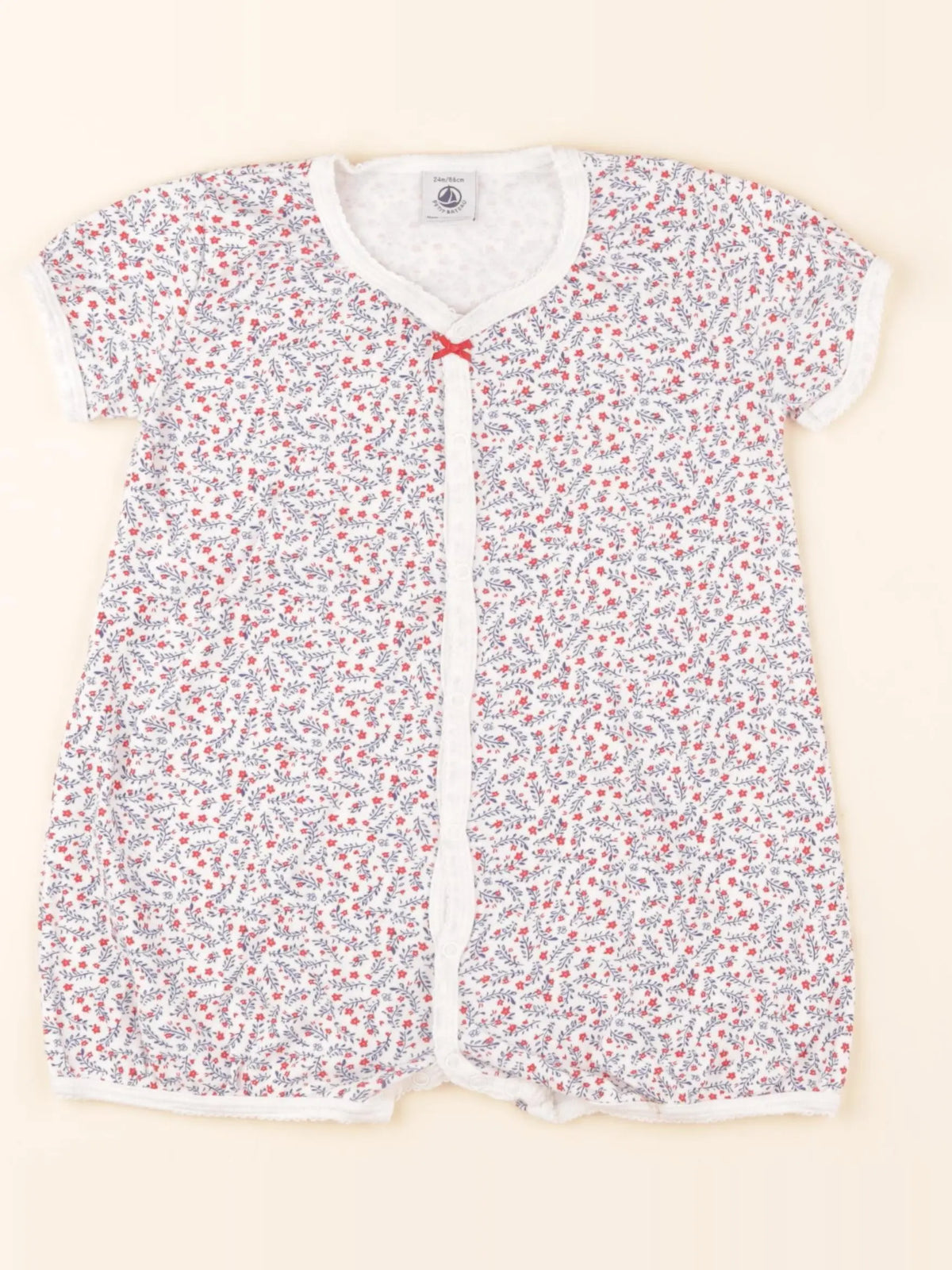 Pyjama coton blanc, bleu, rouge