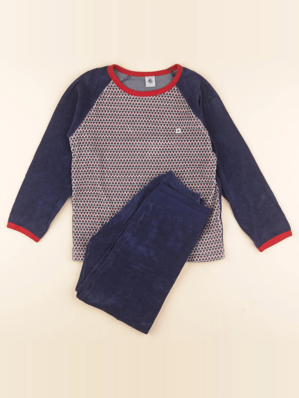 Pyjama coton bleu, rouge