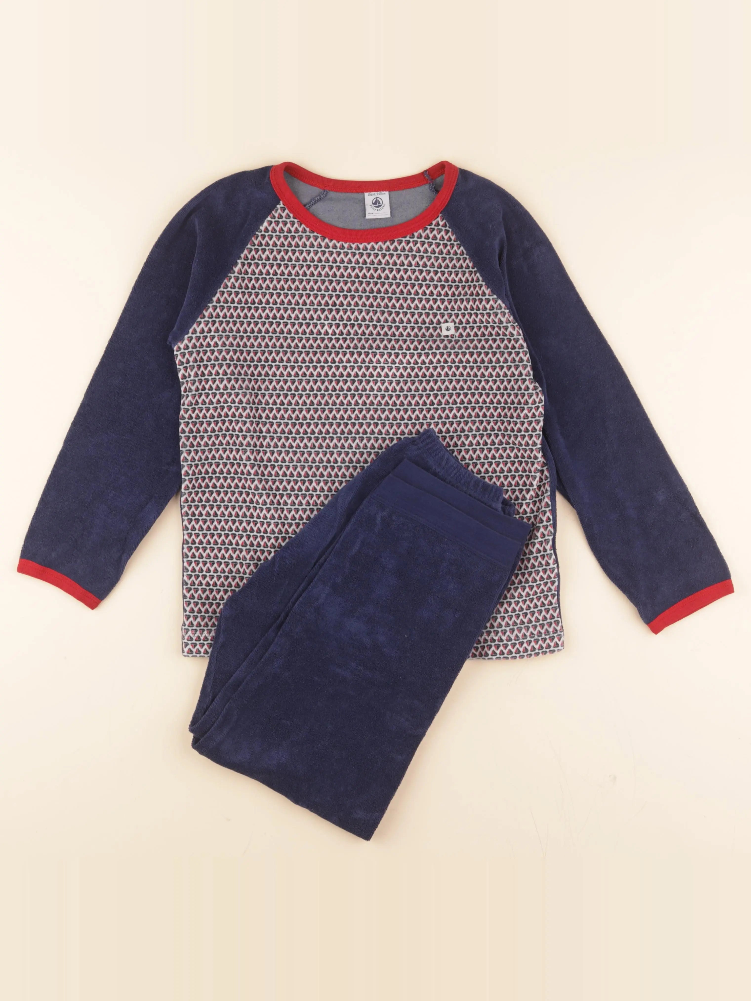 Pyjama coton bleu, rouge
