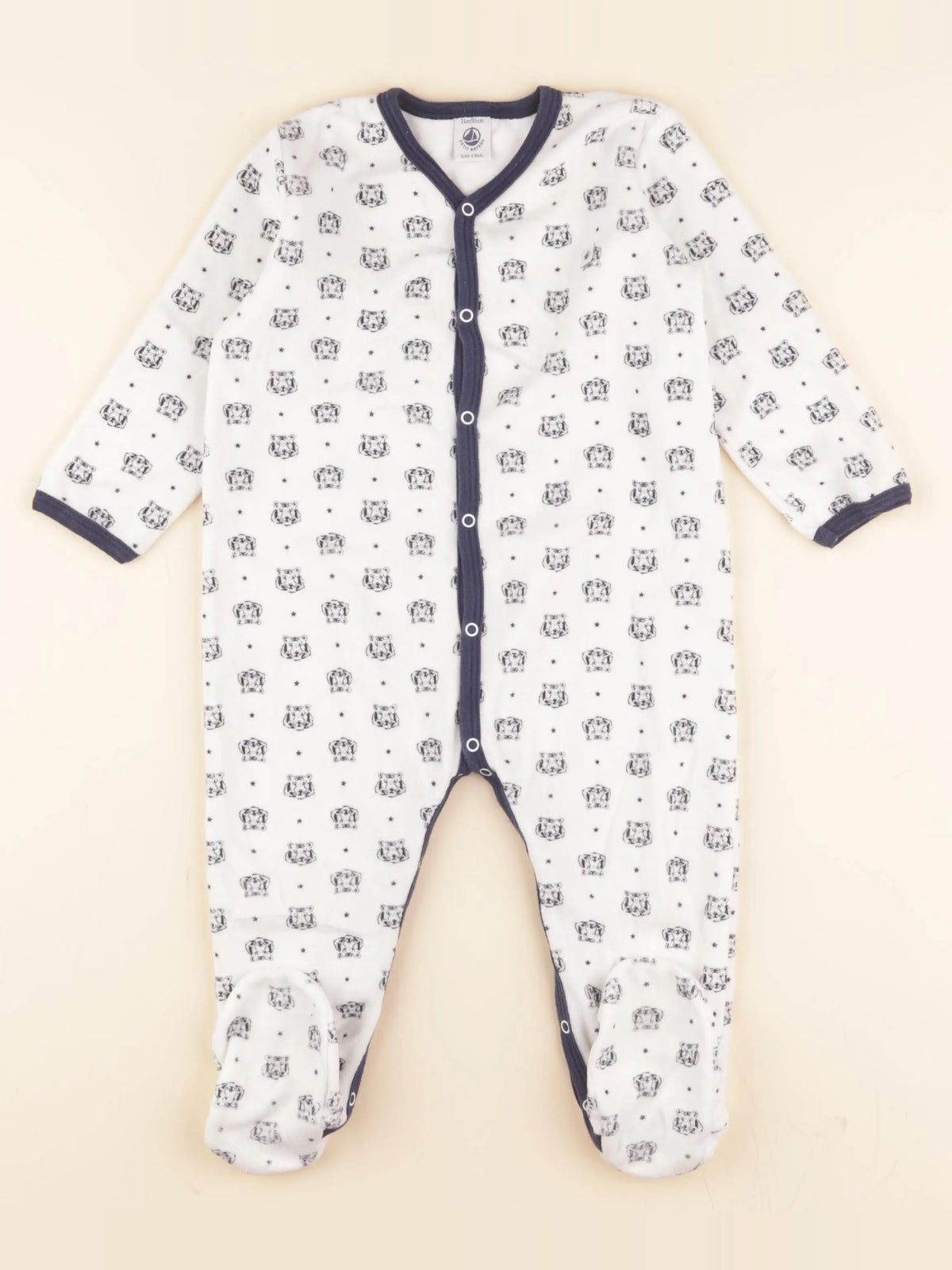 Pyjama velours blanc, bleu