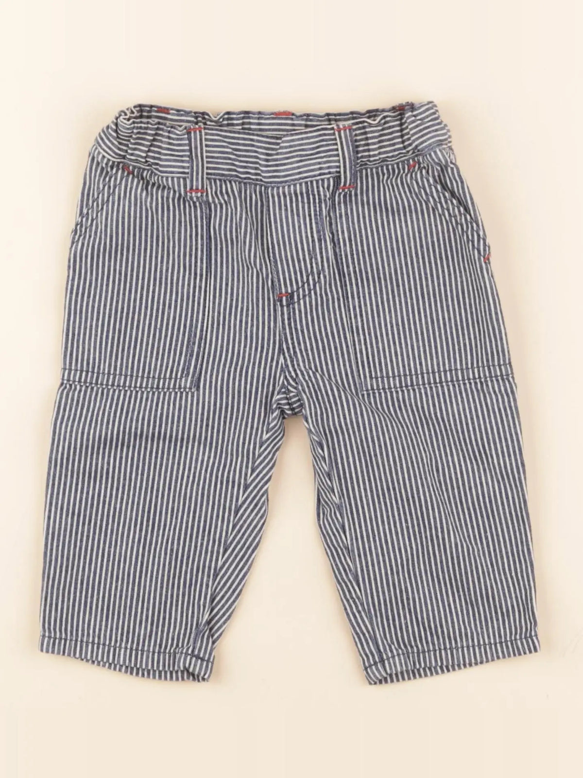 Pantalon bleu, blanc
