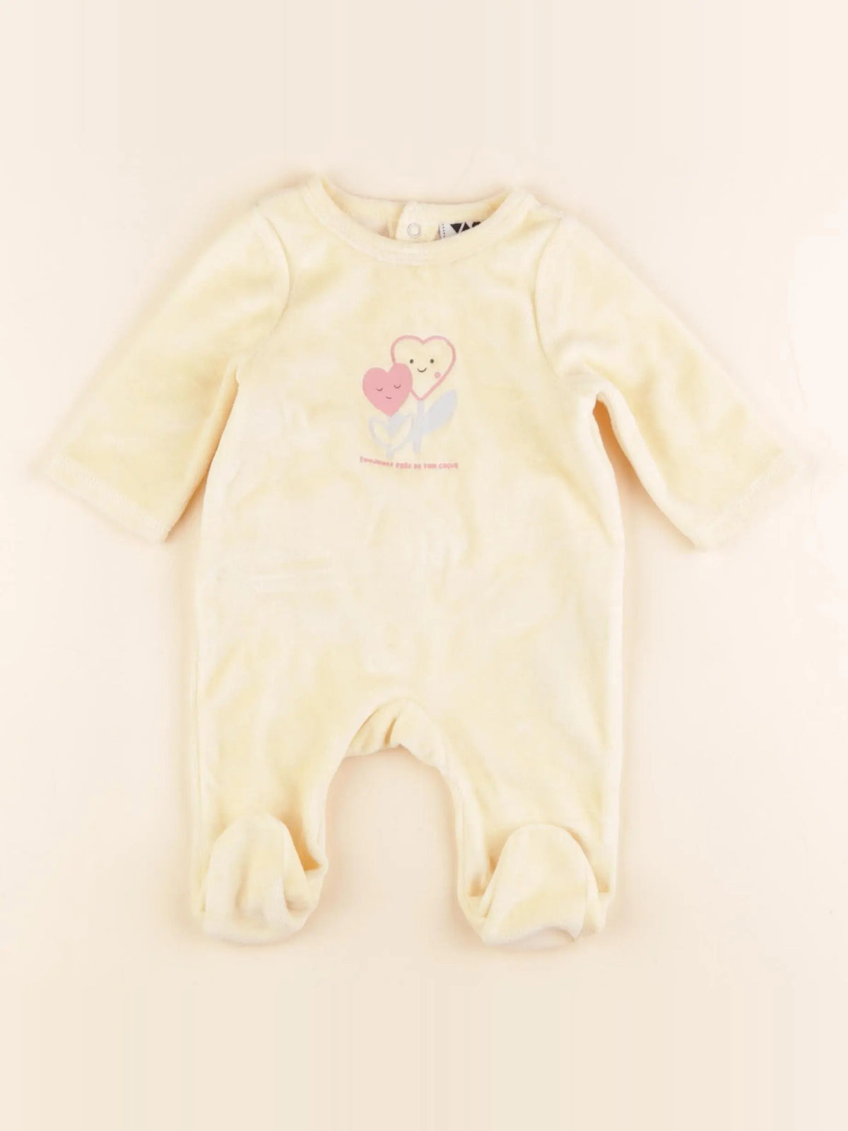 Tape à l'oeil - pyjama velours jaune - 1 mois