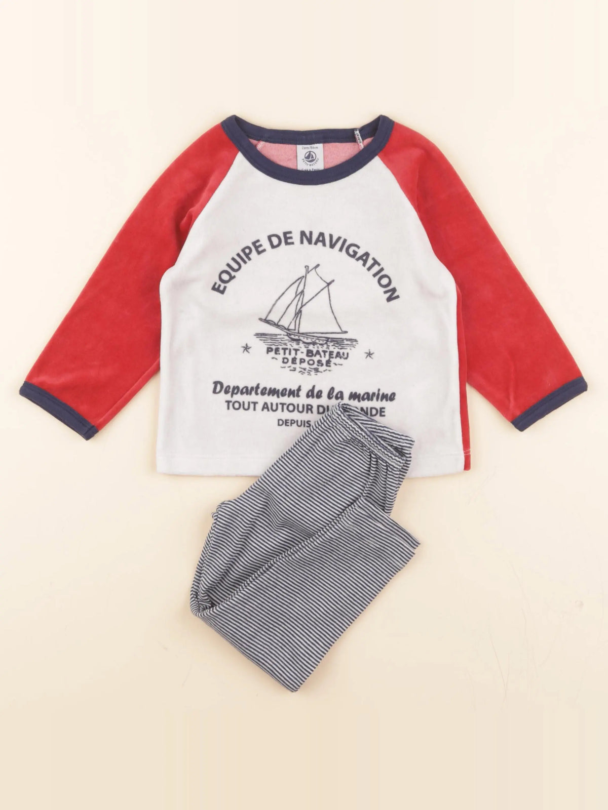 Pyjama coton rouge, bleu, blanc