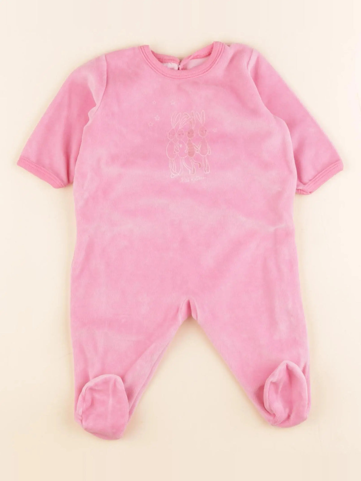 Petit Bateau - pyjama velours rose - 3 mois