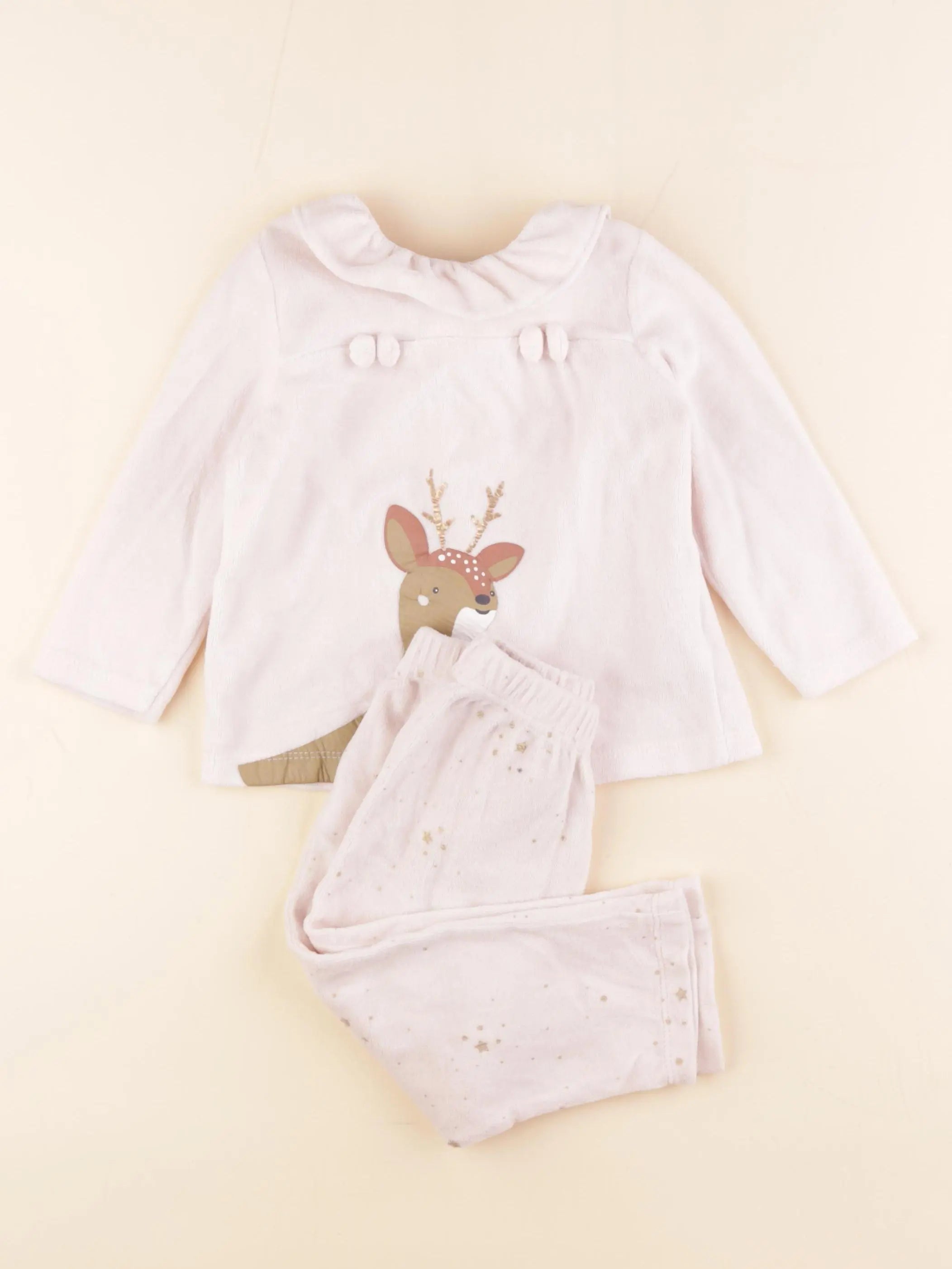 Vertbaudet - pyjama velours rose, or - 2 ans