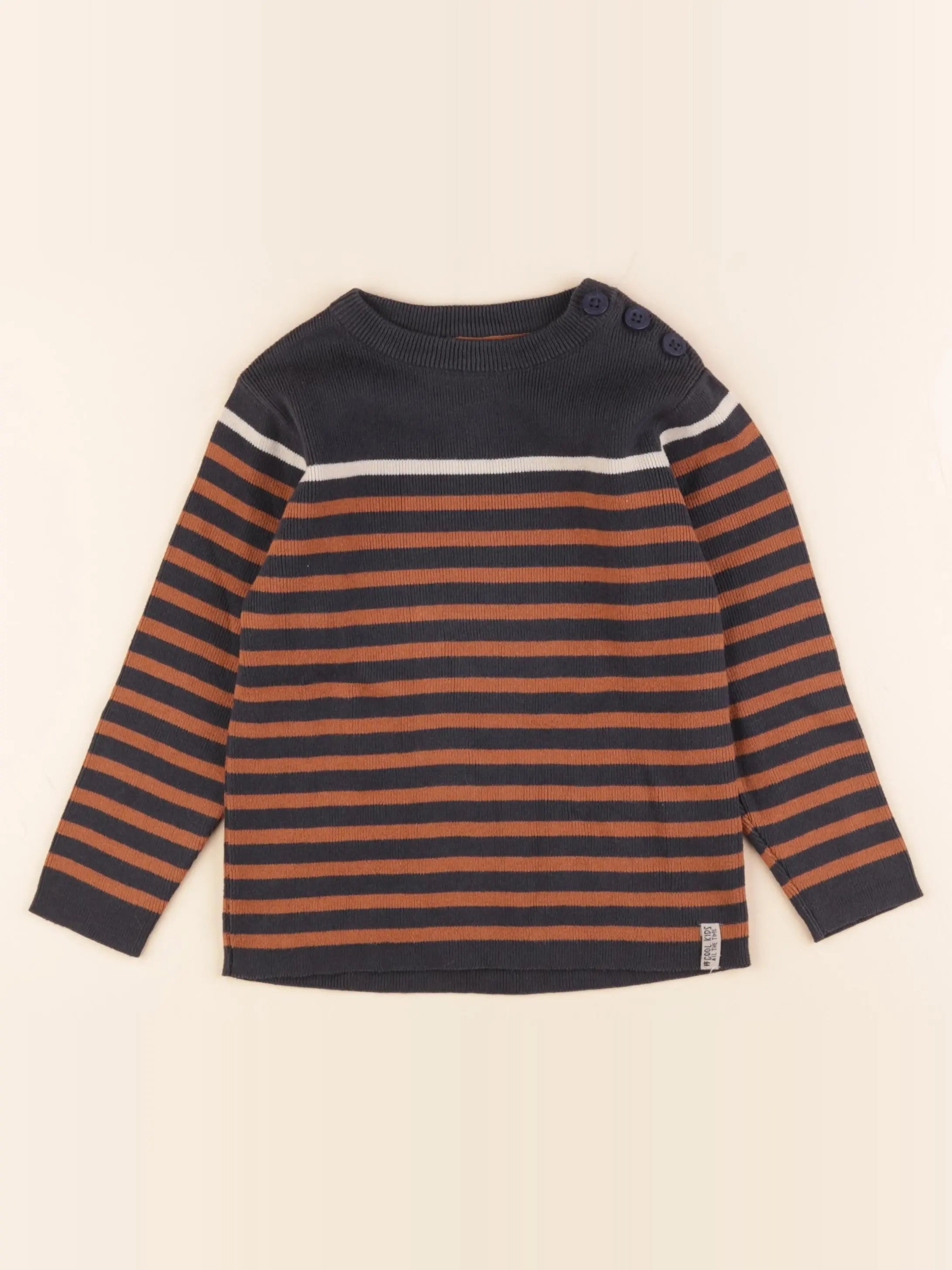 Vertbaudet - pull marron, bleu - 4 ans