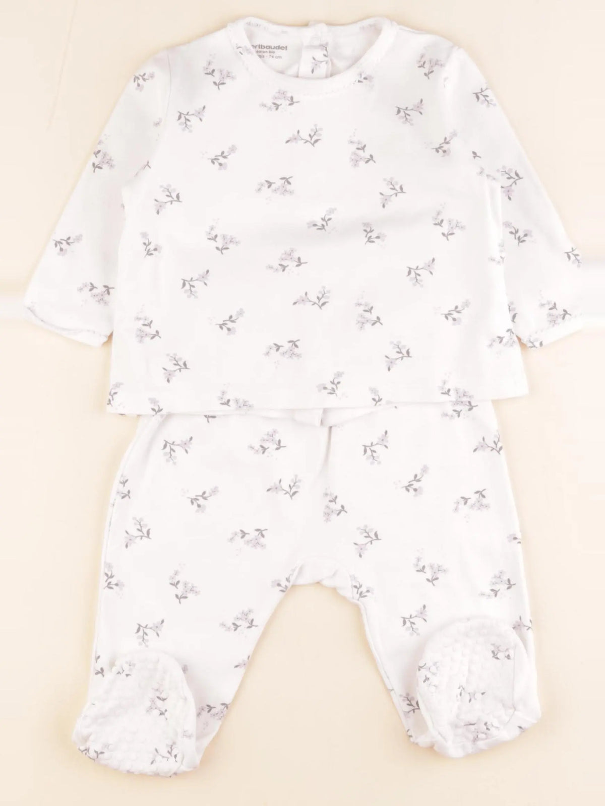 Vertbaudet - pyjama coton blanc, violet - 12 mois