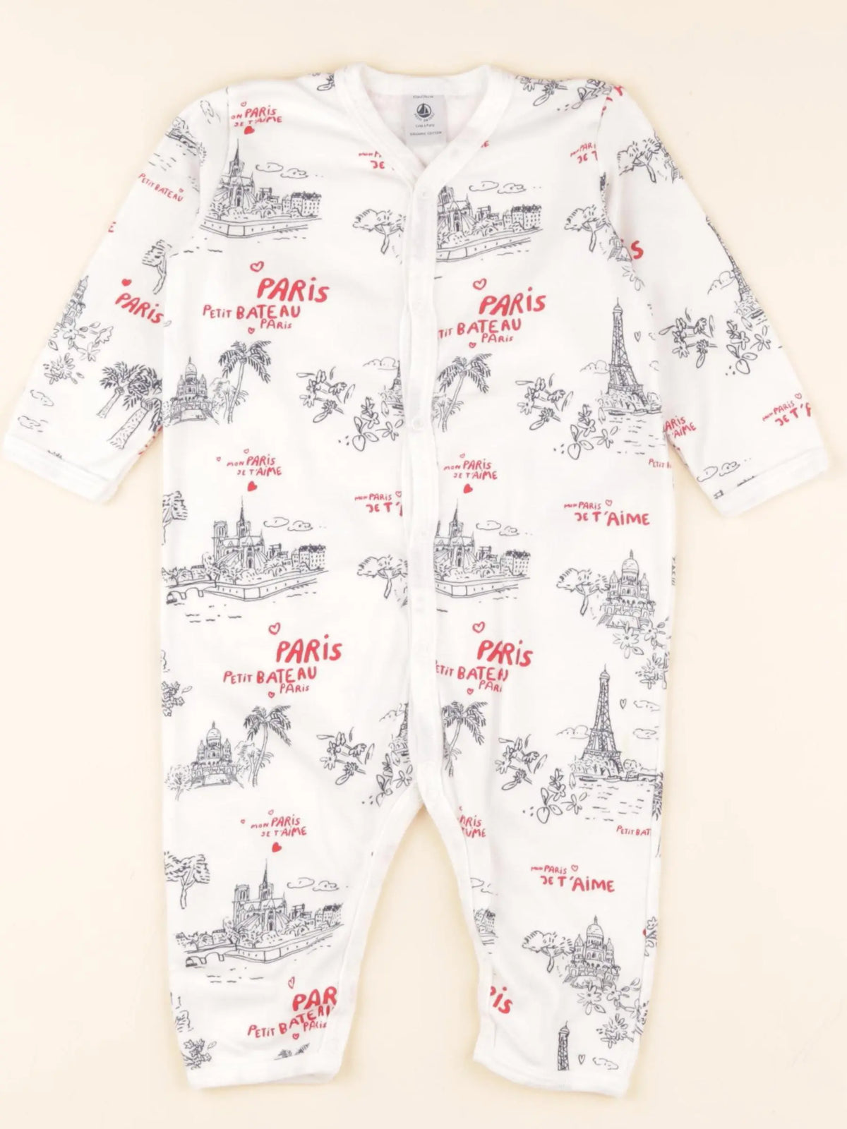 Pyjama coton blanc, bleu